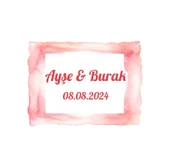 Gün Batımı Suluboya Çerçeve Etiketi Kına Nişan Düğün 3x3 cm özel etiket / 50 adet sticker - 1