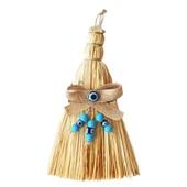 Otantik Ahşap Boncuklu Mini Süpürge Nazar Boncuklu Duvar Süsü thumbnail 1