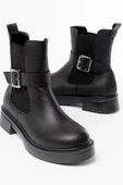 02-2004 Siyah Toka Aksesuarlı Lastikli Günlük Kadın Bot thumbnail 5