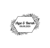 Pembe Güllü Yeşil Yaprak Çelenk Etiketi Kına Nişan Düğün 3x3 cm özel etiket / 50 adet sticker - 1