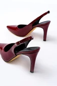 ST-1153 Bordo Rugan Günlük Arkası Açık 9 cm Topuklu Kadın Ayakkabı - 5