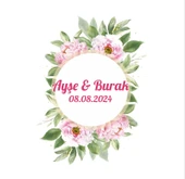 Minimalist Altın Rengi Yaprak Çelengi Etiketi Kına Nişan Düğün 3x3 cm özel etiket / 50 adet sticker - 1