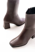 MSK-032 Kahve Topuklu Fermuarlı Kadın Bot thumbnail 5