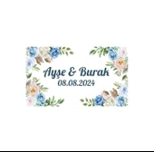 Şık Yaprak Çelengi Etiketi Kına Nişan Düğün 3x3 cm özel etiket / 50 adet sticker - 1