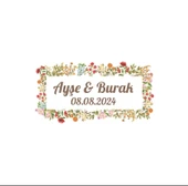 Kış Meyveli Yapraklı Yuvarlak Etiket Kına Nişan Düğün 3x3 cm özel etiket / 50 adet sticker - 1