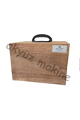 Ev Tipi Overlok Makinesi Taşıma Çantası %100 Ahşap Kontraplak Ceviz Renk - 3