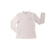 Toontoy Kız Çocuk Önü Taş İşlemeli Okul Tişört thumbnail 3