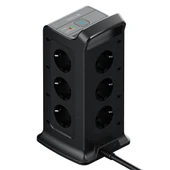 S-link PRZ02 VoltBar 12 Soketli 2*USB+TYPE-C PD Hızlı Şarjlı 2M 1050 Joule Tam Bakır Kablolu Kule Akım Koruma Grup Priz - 3