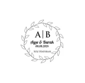 İnce Yapraklı Çelenk Mühür Kına Nişan Düğün 3x3 cm özel etiket / 50 adet sticker - 1