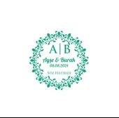 Yarım Ay Dikdörtgen Mühür Kına Nişan Düğün 3x3 cm özel etiket / 50 adet sticker - 1