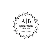 Basit Dal Çerçeveli Yuvarlak Mühür Kına Nişan Düğün 3x3 cm özel etiket / 50 adet sticker - 1