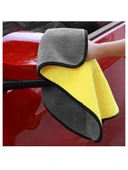 Mikrofiber Kurulama Bezi Çift Taraflı Kalın Temizlik Bezi 30x60 Sarı Gri Bez - 3