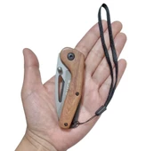 Taktik Çakı Küçük Paslanmaz Çelik Ahşap Sap 15 Cm - 3