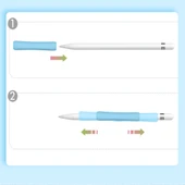 Apple Pencil 1-2 Nesil Pro USB-C Uyumlu Soft Yumuşak Silikon Kalem Tutucu ve 8'li Kalem Ucu Koruyucu  Mavi - 4