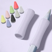 Apple Pencil 1-2 Nesil Pro USB-C Uyumlu Soft Yumuşak Silikon Kalem Tutucu ve 8'li Kalem Ucu Koruyucu  Lila - 2