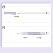 Apple Pencil 1-2 Nesil Pro USB-C Uyumlu Soft Yumuşak Silikon Kalem Tutucu ve 8'li Kalem Ucu Koruyucu  Lila - 4