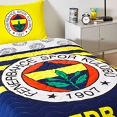 Taç Taraftar Lisanslı Pamuklu Tek Kişilik Yatak Örtüsü Seti (160x230)-Fenerbahçe Stripe - 3
