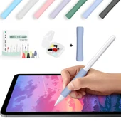 Apple Pencil 1-2 Nesil Pro USB-C Uyumlu Soft Yumuşak Silikon Kalem Tutucu ve 8'li Kalem Ucu Koruyucu  Lavanta - 1
