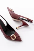 İNF-1151 Bordo Günlük Arkası Açık Topuklu Bayan Ayakkabı thumbnail 4