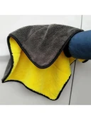 Mikrofiber Kurulama Bezi Çift Taraflı Kalın Temizlik Bezi 30x60 Sarı Gri Bez - 1