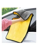 Mikrofiber Kurulama Bezi Çift Taraflı Kalın Temizlik Bezi 30x60 Sarı Gri Bez - 2