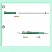 Apple Pencil 1-2 Nesil Pro USB-C Uyumlu Soft Yumuşak Silikon Kalem Tutucu ve 8'li Kalem Ucu Koruyucu  Haki - 4