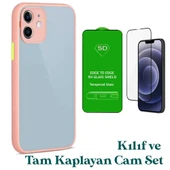 Apple iPhone 12 Uyumlu Montreal Kılıf Ve Tam Kaplayan Cam Set Pembe thumbnail 1
