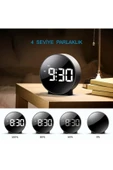 Yuvarlak Siyah Dijital LED Masa Saati USB Güç Saat Erteleme Modern Saat - 3