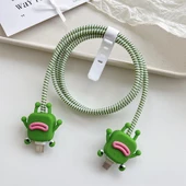 3D Karakter Figürlü Şarj Kablosu Koruyu Set İphone,samsung,oppo,xiaomi Uyumlu Kablo Koruma  MDL79 - 1