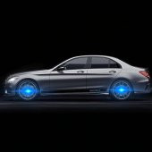 MERCEDES IŞIKLI JANT GÖBEĞİ SETİ (MAVİ-GÜMÜŞ) 75mm - 3