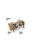 Ahşap Köpek Mama Seramik Su Kabı Standı,Köpekli Mama Kabı, Hediye Kedi- Köpek Halısı - 6