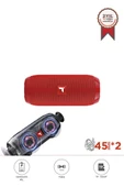 Torima D47 Kırmızı Bluetooth Hoparlör Kablosuz Taşınabilir Ses Bombası TWS, USB, TF Kart, 1200 mah thumbnail 1