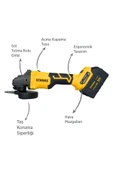 RTS5050 Şarjlı Avuç Taşlama Makinası Kömürsüz 125mm 8.500 Rpm 2x4 Ah 20V Çift Akü S-Lion - Akü Dahil - 3
