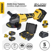 RTS5050 Şarjlı Avuç Taşlama Makinası Kömürsüz 125mm 8.500 Rpm 2x4 Ah 20V Çift Akü S-Lion - Akü Dahil - 1