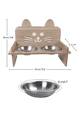 Ahşap Kulaklı Kedi Mama Su Kabı Standı, Kedi Mama Kabı, Kedi Paspası - 3