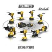 RTS5050 Şarjlı Avuç Taşlama Makinası Kömürsüz 125mm 8.500 Rpm 2x4 Ah 20V Çift Akü S-Lion - Akü Dahil - 5
