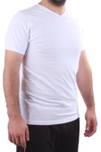 Twister Jeans 2302 Beyaz Günlük Pamuklu Basıc V Yaka Erkek Tişört - 1
