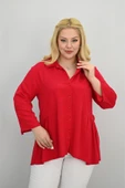 Kadın Büyük Beden Fırfır Detaylı Gömlek 1720-25-1 - 11