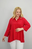Kadın Büyük Beden Fırfır Detaylı Gömlek 1720-25-1 - 12