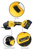 RTS5050 Şarjlı Avuç Taşlama Makinası Kömürsüz 125mm 8.500 Rpm 2x4 Ah 20V Çift Akü S-Lion - Akü Dahil - 1