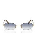 Miu Miu Logo A54S ZVN80O Gold-Light Blue Kadın Güneş Gözlüğü - 2