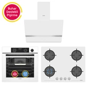 Simfer 11 Fonksiyon Steam Master Beyaz 3'lü Ankastre Set ( Fırın -  Ocak -  Davlumbaz) thumbnail 1