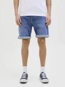 JACK JONES Erkek Likralı Siyah Kot Şort 12269612 - 4