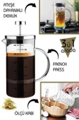 Çok Amaçlı Isıyı Koruyan Süzgeçli Bitki Çayı Filtre Kahve Demlik Ölçü Kabı Cam French Press 350 ml - 3