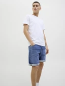 JACK JONES Erkek Likralı Siyah Kot Şort 12269612 - 7