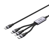 UNITEK TYPE-C 3in1 HIZLI ŞARJ KABLOSU 1.5MT 20W MICRO USB, TYPE-C, LIGHTNING (C14101AGY01-1.5M) - 1