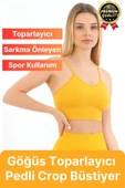 Göğüs Toparlayıcı Sarkma Önleyen Gündelik Spor Kullanım İnce İp Askılı Pedli Çizgili Crop Büstiyer - 1