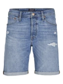 JACK JONES Erkek Likralı Siyah Kot Şort 12269612 - 1