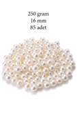 250 gram 16mm Krem Renk Plastik İnci Boncuk Çanta ve Takı Yapım Boncuğu (~85 adet) - 1