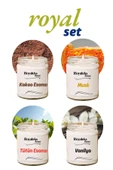 4 Adet Doğal Özel Seri Kokulu Dekoratif Kavanoz Mum 4X210 cc - Royal Set - RYL - 1